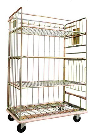 Three Side Powder Coated Warehouse Storage Racks Folding Pallet Logistic Trolley Foldable logistic trolley