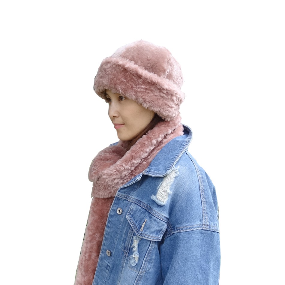 Girls Natural Lamb Fur Shearling Trapper Hat Aviator European Ushanka Style