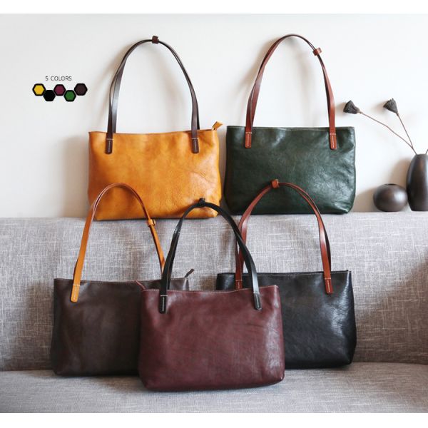 Black Shoulder Handbags Litchi Grain Vegetable Leather Bags for Women