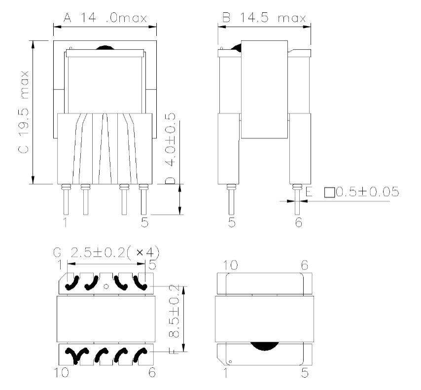 High Temperature Resistant 100KHz EE13 HF Transformer 2.25mH 70uH