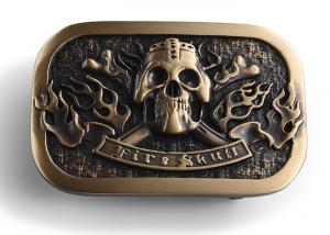 China Skull Shape Design Metal Die Casting Brass Plating Zinc Alloy Belt Buckle wholesale
