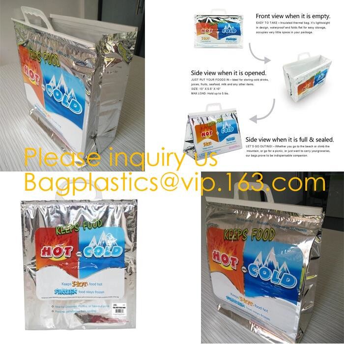 Custom Packing Aluminum Foil Zip-Lock Grocery Handle Thermal Insulation Cooler Bag For Outdoors,Promotional Insulated La