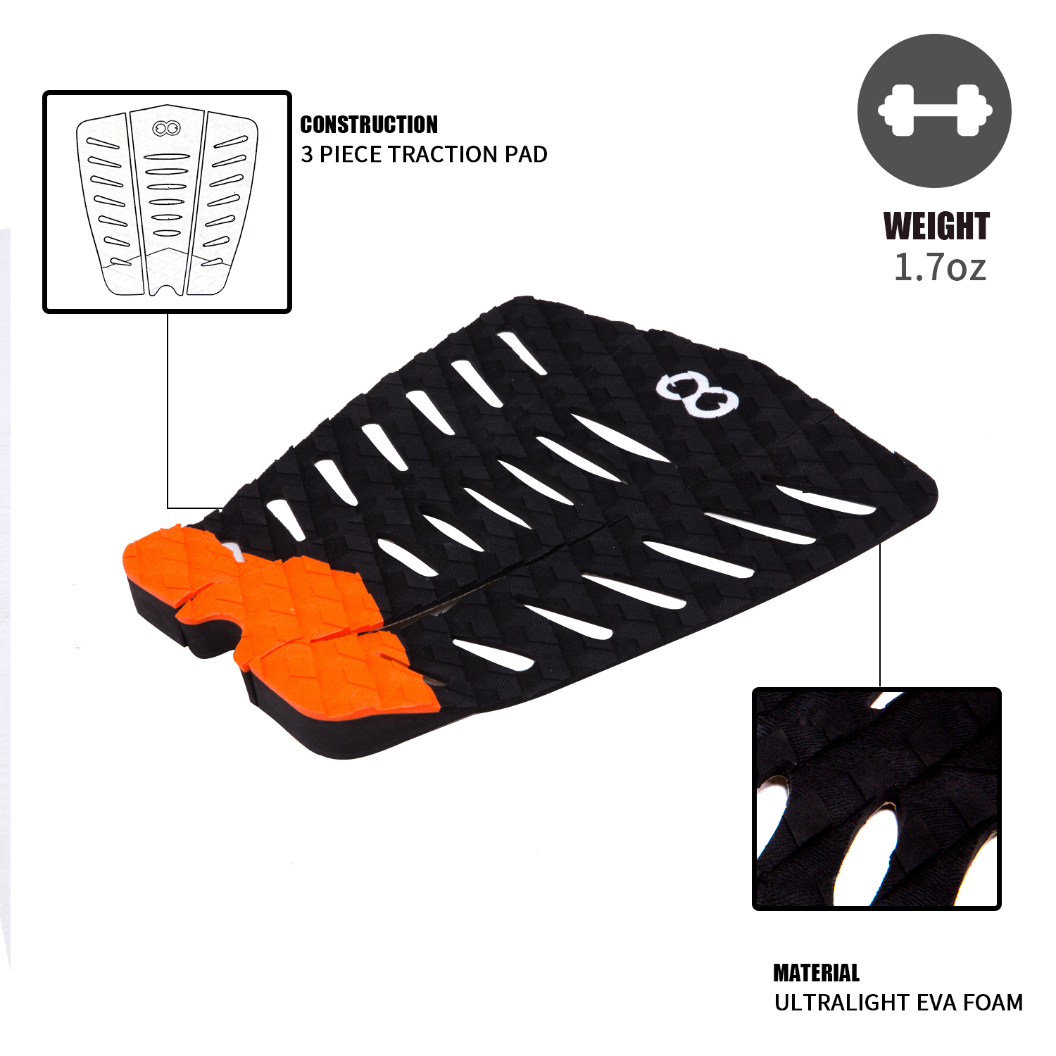 Customized Traction Pad Size Woowave Surf Pad Grip with Multiple Pattern Choices