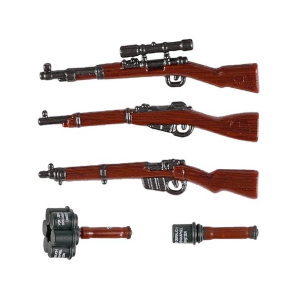 Quality Mosin nagant kar98k guns cluster grenades set model mini figures WW2 military weapons building blocks for sale