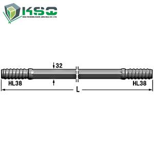 R38 Extension Rod R38-Hex 32-R38 Flushing Hole 9.6 mm