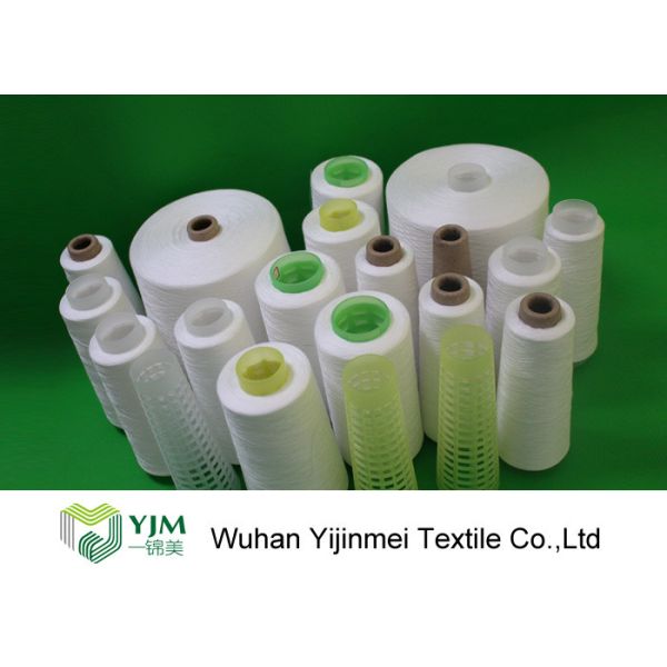 Anti Pilling 100 Polyester Core Spun Yarn , Raw White Core Spun Polyester Sewing Thread