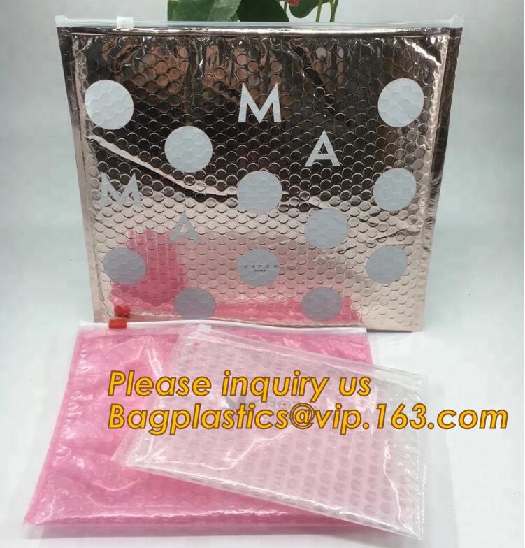 Cosmetic Slider Zip lockk Bubble Bags Bubble Slide Pouch,Zip lockk esd bubble bag bubble packaging wrap cosmetic pouch slide