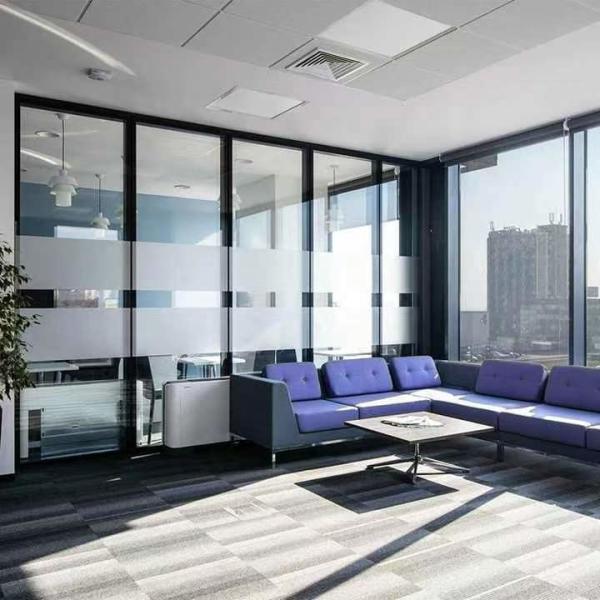 Quality STC 42-48db Office Partition Wall Vertical Aluminium Frame Glass Partition for sale