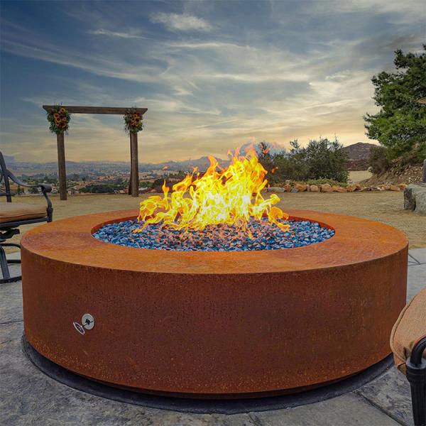 Quality 900mm Pre Rusted Corten Steel Fire Pit Round Outside Garden for sale
