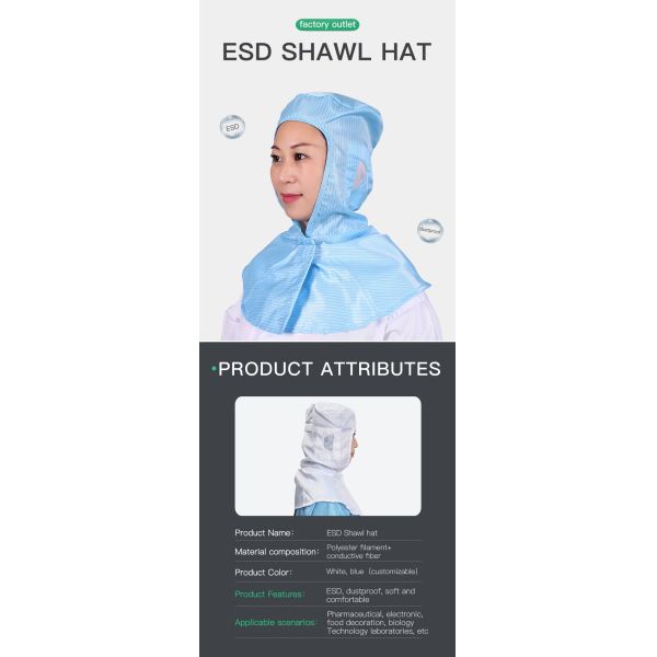 Dustproof Cleanroom ESD Hat Breathable Food Processing Workshop Mesh Cap
