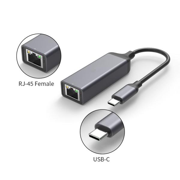 Quality USB Type C to RJ45 Ethernet Adapter with 100Mbps and 100MM Ethernet Cable for sale