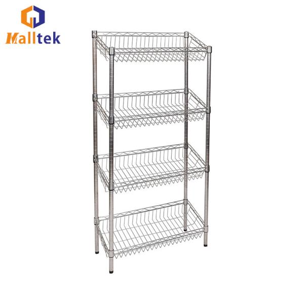 Quality Stainless Steel Chrome Plated 4 Layers Wire Shelf Adjustable For Kitchen for sale