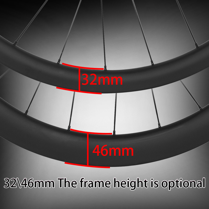 JIELEI High Quality 700c Carbon Fibre Bicycle Wheelset 46mm 24 Holes Four Claw Clincher Disc Brake Tubeless Road Bike Wheels