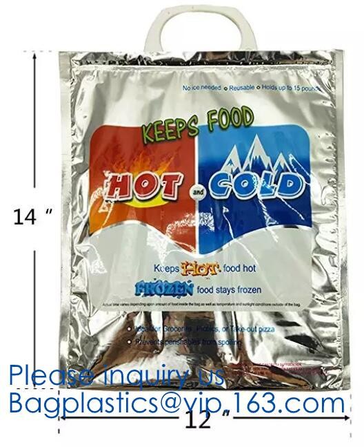Custom Packing Aluminum Foil Zip-Lock Grocery Handle Thermal Insulation Cooler Bag For Outdoors,Promotional Insulated La