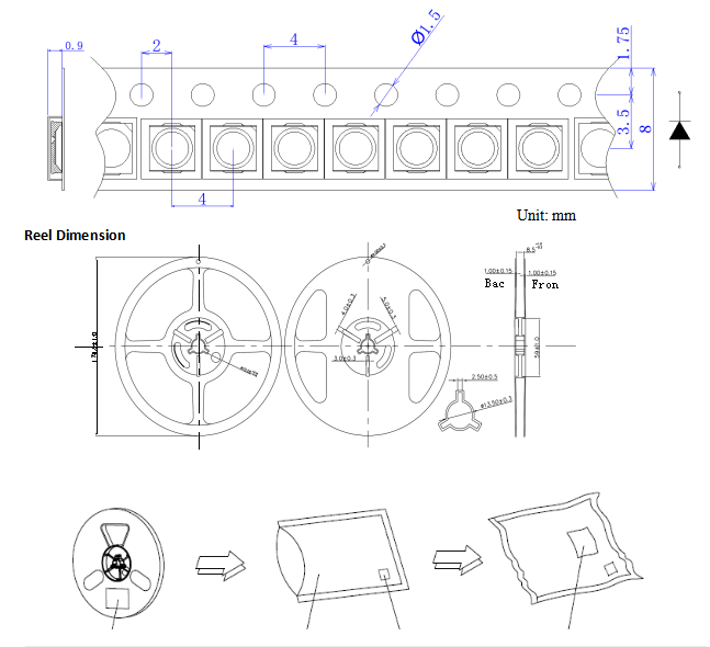 High Lumen 3V SMD Led Chip 3030 10000k-30000k