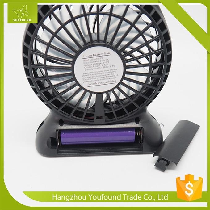 BS-5600 Battery Operated Mini Fan USB Cord Charging DC Small Plastic LED Table Fan