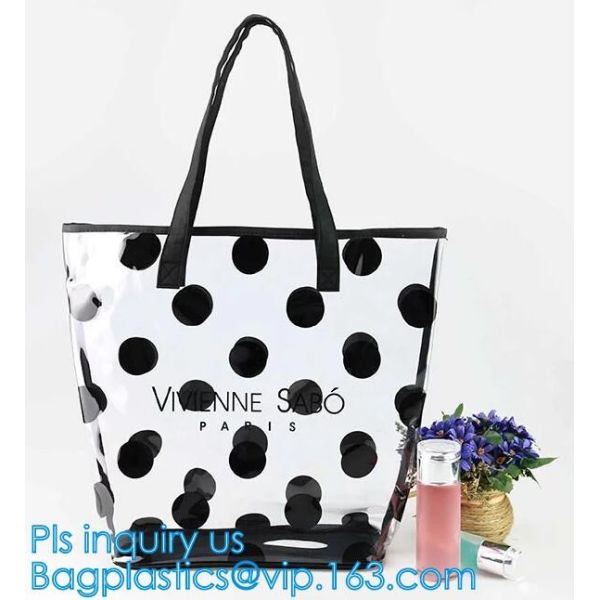 stationery packaging clear pvc handle bag, bag handle pvc beach bag for beach leisure, Handle PVC Bag With Button