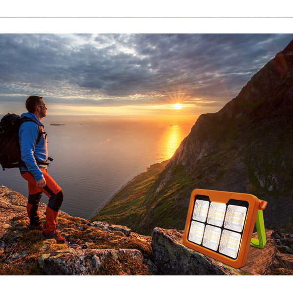 Portable Led Solar Flood Light SMD LED Warm White 3000K Rechargeable Battery With Remote Control