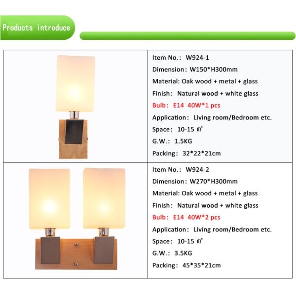 100-240v Korean style wood lighting fixture natural wood wall lamp E14 40w socket