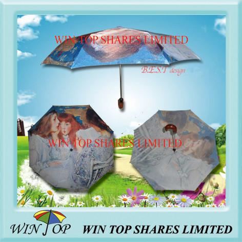 Quality 21" Impressionism Digital Print Auto Folding Umbrella for sale