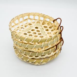 Single Ear Round Bamboo Woven Basket Washable 155*30mm customized