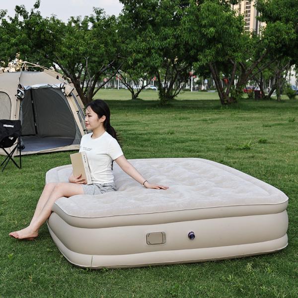Quality PVC Inflatable Camping Bed With Raised And Thickened Flocking Automatic Inflatable Mattress for sale