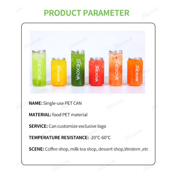 Clear plastic PET can showcasing cake dessert packaging