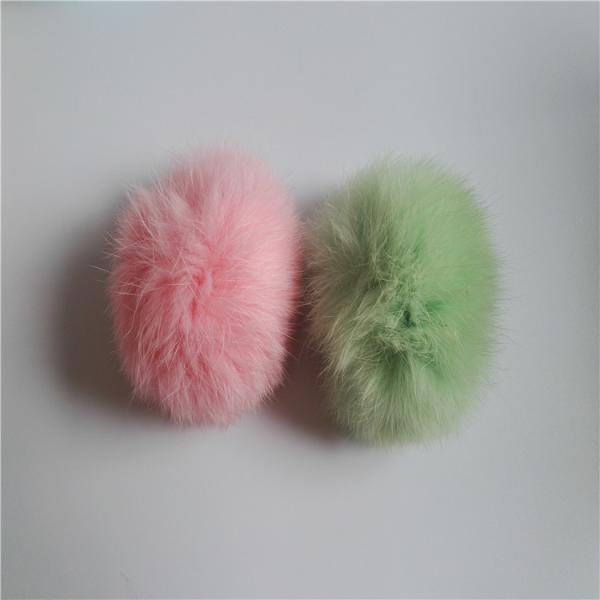 Quality Red plush rex rabbit fur ball keychain / animal pom pon / pom poms fur bag charm for sale