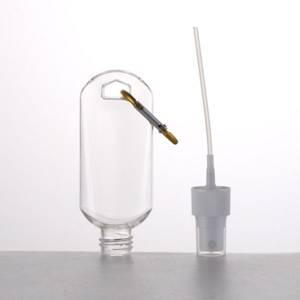 60ml 50ml Alcohol Keychain Spray Bottles Empty Heart Hook PET