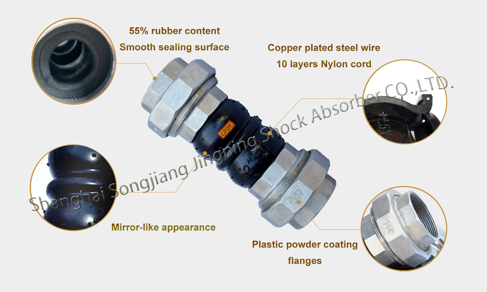 EPDM Threaded Expansion Joint , PVC Flexible Joint Maintain Excellent Elasticity Balance