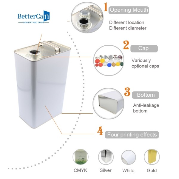 ISO9001 Custom Engine Oil Tin Empty Square Paint Cans 1 Liter