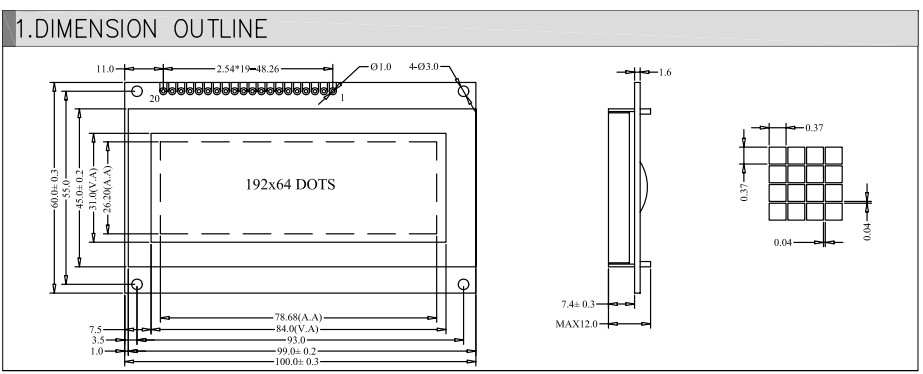 LCM19264T 19264 LCM19264 COB Module LCD Display Module With Small Screen Display Module LCM Customized LCD Display Monit