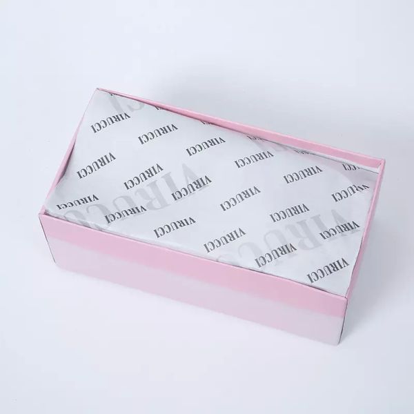 Custom Black Logo White Recycled Tissue Paper Wrap Roll For Shoe Gift