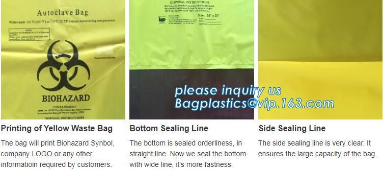 LDPE biohazard waste bin bags disposable medical autoclave bags, biohazard specimen bag plastic adhesive flat bag, bagea
