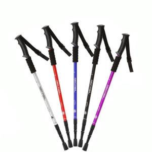 China Outdoor Alpenstock Climbing Stick 90-135cm 4 Section Aluminum Telescopic Walking Stick wholesale