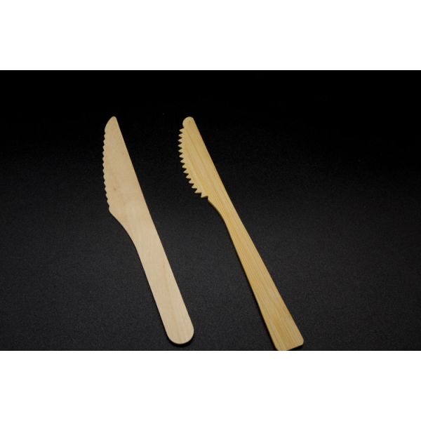 Hotel Restaurant Bamboo Knives Forks And Spoons Set Long 168mm Natural Color