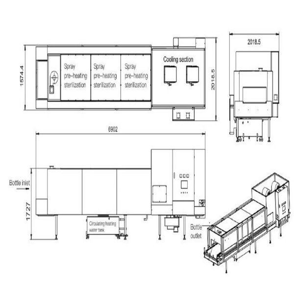 Automatic 1.2KW Depyrogenation Tunnel For 1000ml Bottle