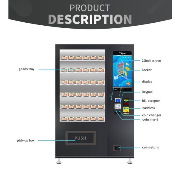 Public Convenient Breakfast Food Sandwich Custom Vending Machine With Microwave