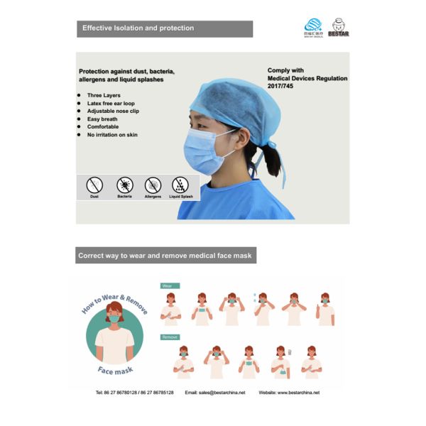 EN14683 3Ply Disposable Medical Face Mask For Adult Protection