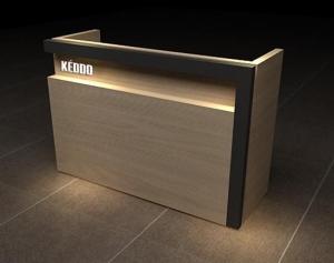 Wooden MDF Retail Checkout Counters With LED Light Customized Size / Color