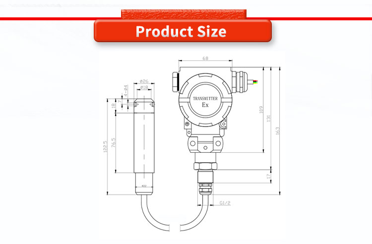 UNIVO UBPT500-601SY 3.1-6.1VDC Supply Voltage Liquid Level Transmitter for Industrial