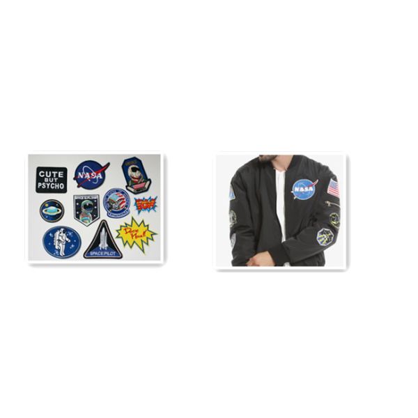Classic NASA Custom Made Patches Space Pilot White Iron On Patches