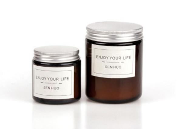 Quality Luxury Amber Glass Jar 7x9cm Soy Wax Scented Candle for sale