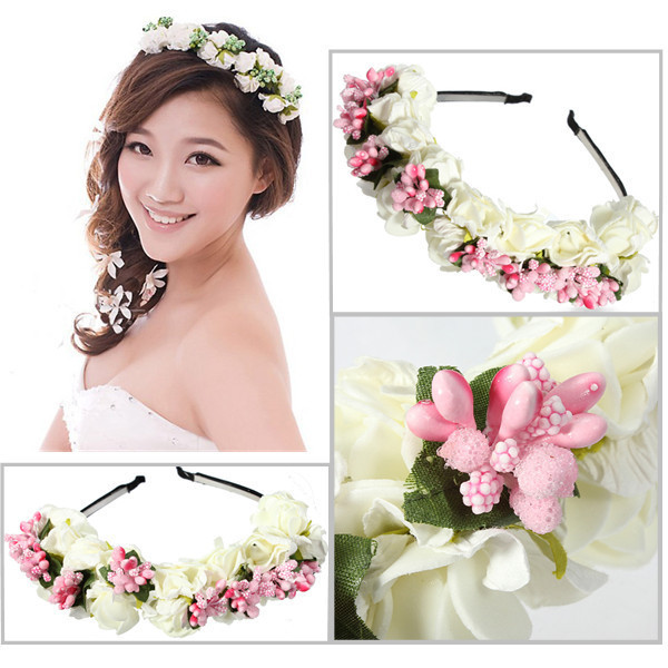 Korean DIY bride wedding tiara flower travel photographs pictorial hair bands