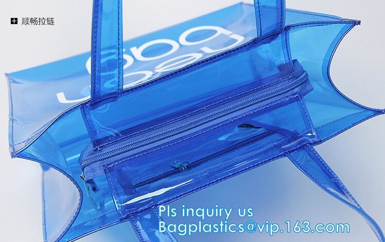 handle colorfull bag pvc zipper bag, Custom PVC Loop Handle Image Printed Plastic Shopping Bag, PVC handle plastic bags