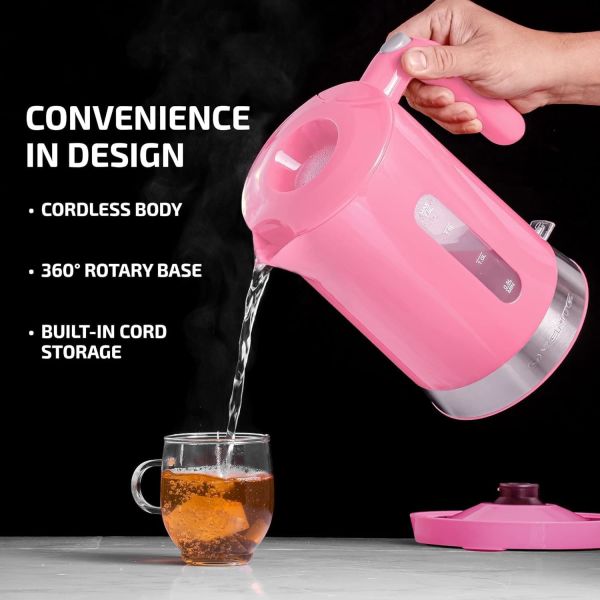 Stylish and Durable Braising Cups Electric Kettle Fire Safety Feature and 2 Included Trendy Colors