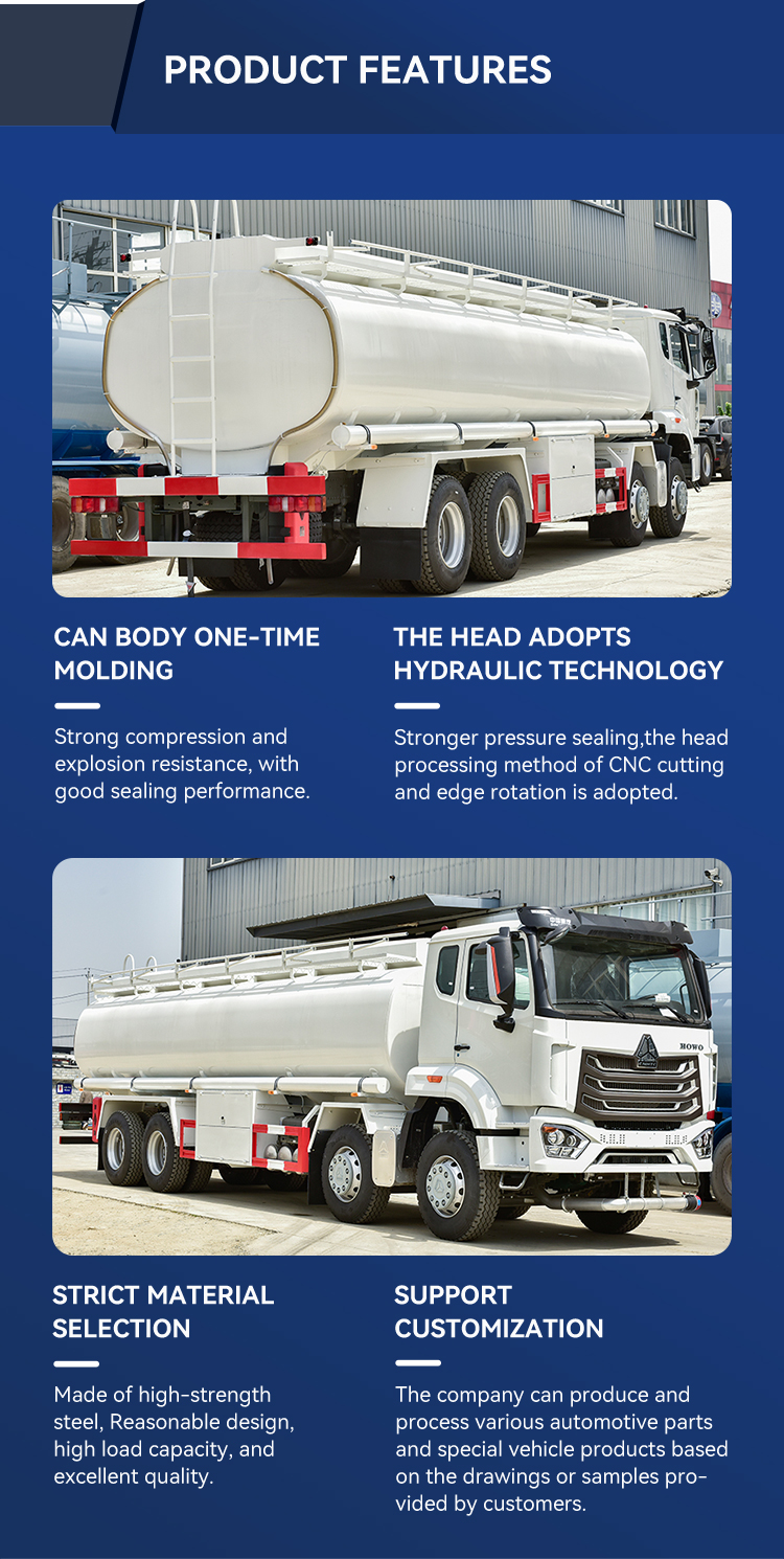 25000 Liters Carbon Steel Tank Truck 8x4 Diesel Dispensing Truck Manual Transmission