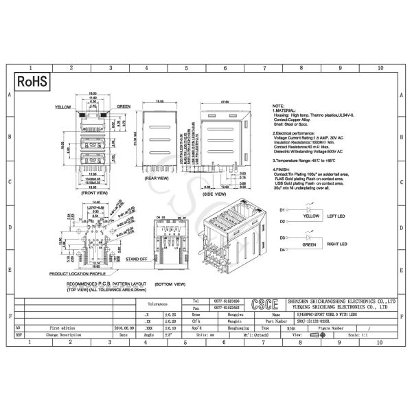 Female 8 Pin Ethernet Rj45 To Usb Adapter PBT Material With Steel / Spcc Shell