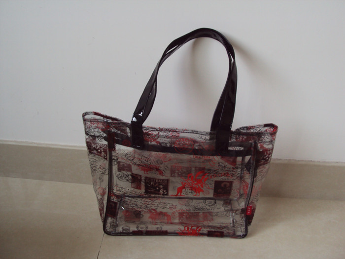 China Eco Friendly PVC Transparent Ladies Tote Bags With Stylish Imprint wholesale