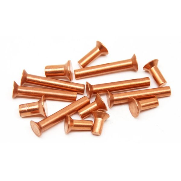 Electrically Conductive Red Copper Solid Rivet , Countersunk Head Rivets